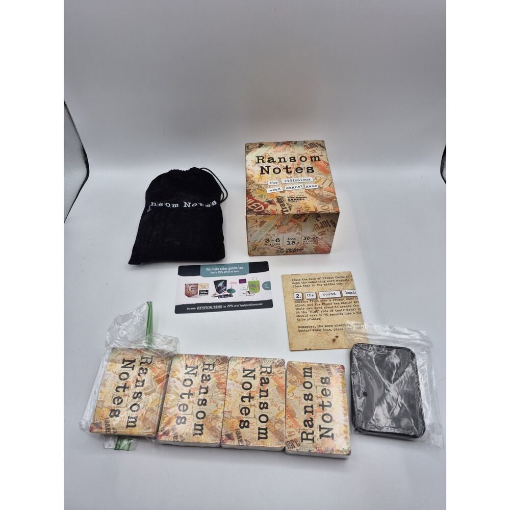 Ransom Notes The Ridiculous Word Magnet Card Game Complete